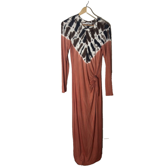 Young Fabulous & Broke Womens Jersey Tie Dye Long Sleeve Maxi Dress SZ Med